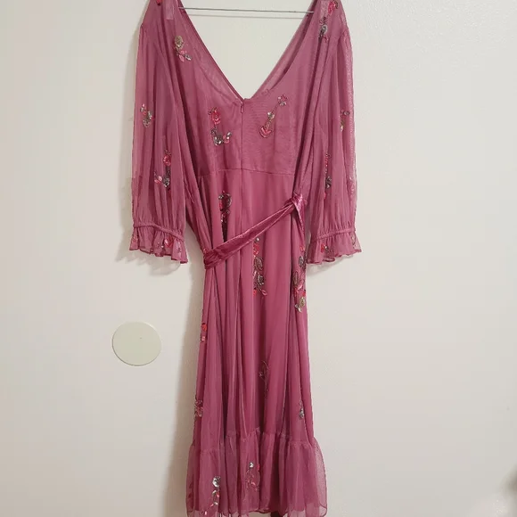NWT Monsoon London Sabrina Embellished Midi Dress Pink - Picture 5 of 9